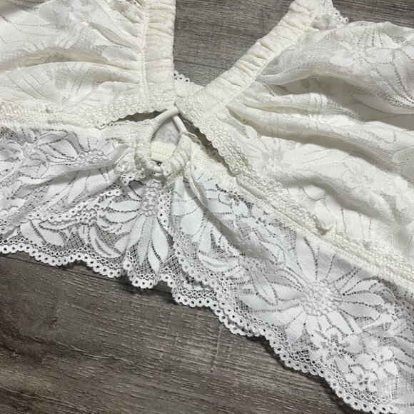 Aerie Racerback Strap Lace Knit Bralette Cream White NWT Women’s Size XL - Picture 4 of 7